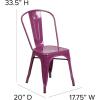 Flash Furniture Perry Commercial Grade Black-Antique Gold Metal Indoor-Outdoor Stackable Chair(Purple)