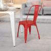 Flash Furniture Perry Commercial Grade Black-Antique Gold Metal Indoor-Outdoor Stackable Chair(Red)