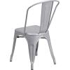 Flash Furniture Perry Commercial Grade Black-Antique Gold Metal Indoor-Outdoor Stackable Chair(Silver)