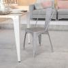 Flash Furniture Perry Commercial Grade Black-Antique Gold Metal Indoor-Outdoor Stackable Chair(Silver)