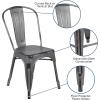 Flash Furniture Perry Commercial Grade Black-Antique Gold Metal Indoor-Outdoor Stackable Chair(Silver Gray)