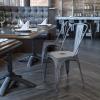 Flash Furniture Perry Commercial Grade Black-Antique Gold Metal Indoor-Outdoor Stackable Chair(Silver Gray)
