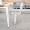 Flash Furniture Perry Commercial Grade Black-Antique Gold Metal Indoor-Outdoor Stackable Chair(White)