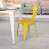 Flash Furniture Perry Commercial Grade Black-Antique Gold Metal Indoor-Outdoor Stackable Chair(Yellow)
