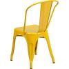 Flash Furniture Perry Commercial Grade Black-Antique Gold Metal Indoor-Outdoor Stackable Chair(Yellow)
