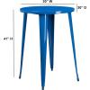 Flash Furniture Philip Commercial Grade 30″ Round Black Metal Indoor-Outdoor Bar Height Table(Blue)