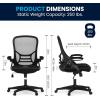 Flash Furniture Porter High Back Black Mesh Ergonomic Swivel Office Chair with Black Frame and Flip-up Arms(Black)