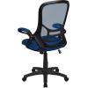 Flash Furniture Porter High Back Black Mesh Ergonomic Swivel Office Chair with Black Frame and Flip-up Arms(Blue)