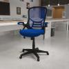 Flash Furniture Porter High Back Black Mesh Ergonomic Swivel Office Chair with Black Frame and Flip-up Arms(Blue)
