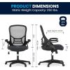 Flash Furniture Porter High Back Black Mesh Ergonomic Swivel Office Chair with Black Frame and Flip-up Arms(Dark Gray)
