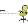 Flash Furniture Porter High Back Black Mesh Ergonomic Swivel Office Chair with Black Frame and Flip-up Arms(Green)