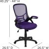 Flash Furniture Porter High Back Black Mesh Ergonomic Swivel Office Chair with Black Frame and Flip-up Arms(Purple)