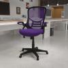 Flash Furniture Porter High Back Black Mesh Ergonomic Swivel Office Chair with Black Frame and Flip-up Arms(Purple)