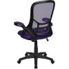 Flash Furniture Porter High Back Black Mesh Ergonomic Swivel Office Chair with Black Frame and Flip-up Arms(Purple)