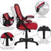 Flash Furniture Porter High Back Black Mesh Ergonomic Swivel Office Chair with Black Frame and Flip-up Arms(Red)