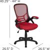 Flash Furniture Porter High Back Black Mesh Ergonomic Swivel Office Chair with Black Frame and Flip-up Arms(Red)