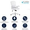 Flash Furniture Porter High Back Black Mesh Ergonomic Swivel Office Chair with Black Frame and Flip-up Arms(White)
