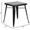 Flash Furniture Prince Commercial Grade 23.75″ Square White Metal Indoor-Outdoor Table(Black)
