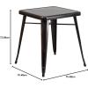 Flash Furniture Prince Commercial Grade 23.75″ Square White Metal Indoor-Outdoor Table(Black-antique Gold)