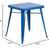 Flash Furniture Prince Commercial Grade 23.75″ Square White Metal Indoor-Outdoor Table(Blue)