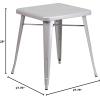 Flash Furniture Prince Commercial Grade 23.75″ Square White Metal Indoor-Outdoor Table(Silver)