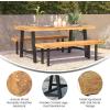 Flash Furniture Rafe Commercial Grade Acacia Wood Dining Table with Metal Base, Indoor/Outdoor Rectangle Patio Table with Plank Style Table Top, Natural/Black
