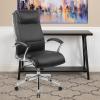Flash Furniture Rebecca High Back Designer White LeatherSoft Smooth Upholstered Executive Swivel Office Chair with Chrome Base and Arms(Black)