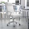 Flash Furniture Rebecca High Back Designer White LeatherSoft Smooth Upholstered Executive Swivel Office Chair with Chrome Base and Arms(White)