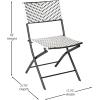 Flash Furniture Rouen Commercial Grade Folding Bistro Chairs, Indoor/Outdoor PE Rattan Back and Seat, Black Steel Frames, Set of 2, Black/White(Black/White)