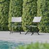 Flash Furniture Rouen Commercial Grade Folding Bistro Chairs, Indoor/Outdoor PE Rattan Back and Seat, Black Steel Frames, Set of 2, Black/White(Black/White)