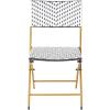 Flash Furniture Rouen Commercial Grade Folding Bistro Chairs, Indoor/Outdoor PE Rattan Back and Seat, Black Steel Frames, Set of 2, Black/White(Navy/White)