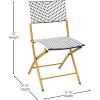 Flash Furniture Rouen Commercial Grade Folding Bistro Chairs, Indoor/Outdoor PE Rattan Back and Seat, Black Steel Frames, Set of 2, Black/White(Navy/White)