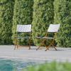 Flash Furniture Rouen Commercial Grade Folding Bistro Chairs, Indoor/Outdoor PE Rattan Back and Seat, Black Steel Frames, Set of 2, Black/White(Navy/White)