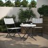 Flash Furniture Rouen Commercial Grade Folding Bistro Set, Indoor/Outdoor PE Rattan Table Top, Back and Seat, Natural Steel Frames, 3 Piece Set, Navy/White(Black & White)