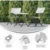 Flash Furniture Rouen Commercial Grade Folding Bistro Set, Indoor/Outdoor PE Rattan Table Top, Back and Seat, Natural Steel Frames, 3 Piece Set, Navy/White(Black & White)