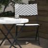 Flash Furniture Rouen Commercial Grade Folding Bistro Set, Indoor/Outdoor PE Rattan Table Top, Back and Seat, Natural Steel Frames, 3 Piece Set, Navy/White(Black & White)