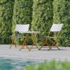 Flash Furniture Rouen Commercial Grade Folding Bistro Set, Indoor/Outdoor PE Rattan Table Top, Back and Seat, Natural Steel Frames, 3 Piece Set, Navy/White(Navy & White)