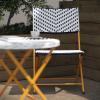 Flash Furniture Rouen Commercial Grade Folding Bistro Set, Indoor/Outdoor PE Rattan Table Top, Back and Seat, Natural Steel Frames, 3 Piece Set, Navy/White(Navy & White)