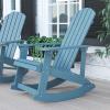 Flash Furniture Savannah Adirondack Rocking Chair & Side Table Set – Sea Foam Polystyrene – Stainless Steel Hardware – All-Weather – Indoor/Outdoor Use
