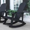 Flash Furniture Savannah Poly Resin Wood Adirondack Rocking Chair – All Weather Yellow Polystyrene – Stainless Steel Hardware(Black)