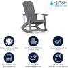 Flash Furniture Savannah Poly Resin Wood Adirondack Rocking Chair – All Weather Yellow Polystyrene – Stainless Steel Hardware(Grey)