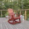 Flash Furniture Savannah Poly Resin Wood Adirondack Rocking Chair – All Weather Yellow Polystyrene – Stainless Steel Hardware(Red)