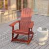 Flash Furniture Savannah Poly Resin Wood Adirondack Rocking Chair – All Weather Yellow Polystyrene – Stainless Steel Hardware(Red)