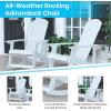 Flash Furniture Savannah Poly Resin Wood Adirondack Rocking Chair – All Weather Yellow Polystyrene – Stainless Steel Hardware(White)