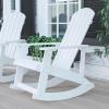 Flash Furniture Savannah Poly Resin Wood Adirondack Rocking Chair – All Weather Yellow Polystyrene – Stainless Steel Hardware(White)