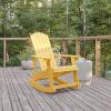 Flash Furniture Savannah Poly Resin Wood Adirondack Rocking Chair – All Weather Yellow Polystyrene – Stainless Steel Hardware(Yellow)