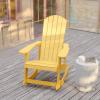 Flash Furniture Savannah Poly Resin Wood Adirondack Rocking Chair – All Weather Yellow Polystyrene – Stainless Steel Hardware(Yellow)