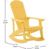 Flash Furniture Savannah Poly Resin Wood Adirondack Rocking Chair – All Weather Yellow Polystyrene – Stainless Steel Hardware(Yellow)