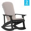 Flash Furniture Savannah Set of 2 Rocking Adirondack Chairs with Cushions – Black Poly Resin Frame – Cream All-Weather Cushions – Indoor/Outdoor Use(Black/Cream)