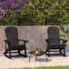 Flash Furniture Savannah Set of 2 Rocking Adirondack Chairs with Cushions – Black Poly Resin Frame – Cream All-Weather Cushions – Indoor/Outdoor Use(Black/Gray)